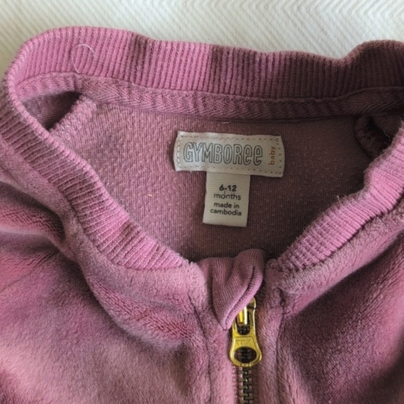 gymboree dusty rose pink velour bomber zip-up jacket 6-12 months baby girl - Picture 2 of 5